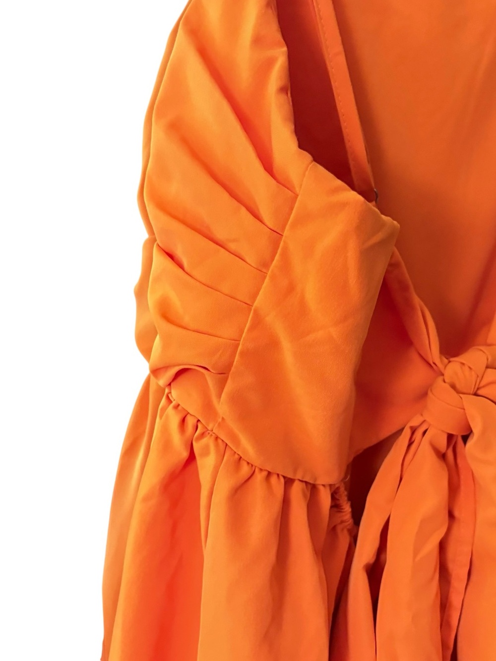 Bright Orange Spaghetti Strap Large Back Bow Mini Dress sz M - Picture 6 of 7